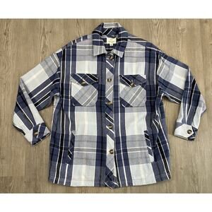 Offline By Aerie Long Sleeve Button Up Blue Plaid Shacket Women’s Size S